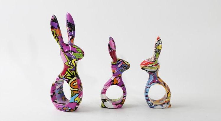 Painted Graffiti Rabbit Home Decor