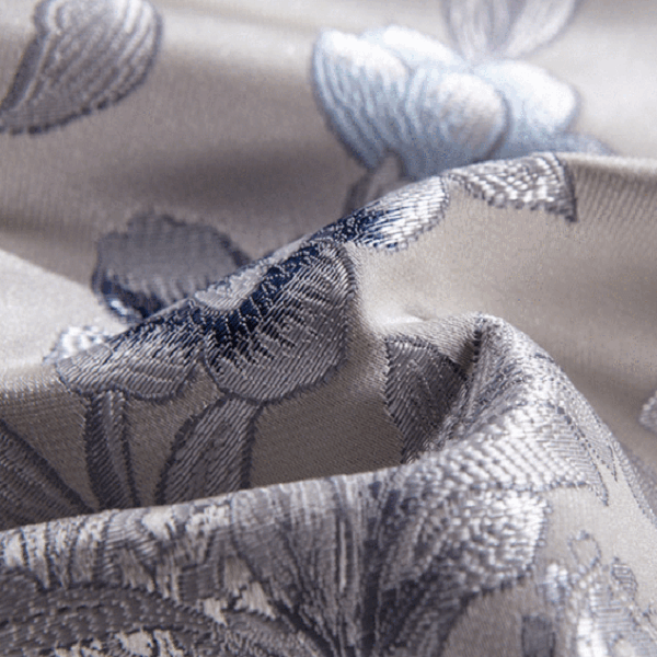 Impero Blue Silver Silk Cotton Jacquard Luxury Chinese Duvet Cover Set