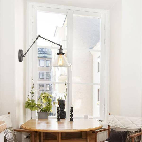 Jacqueline - Adjustable Bent Arm Glass Wall Lamp