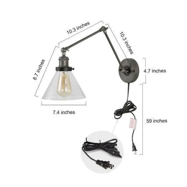 Jacqueline - Adjustable Bent Arm Glass Wall Lamp