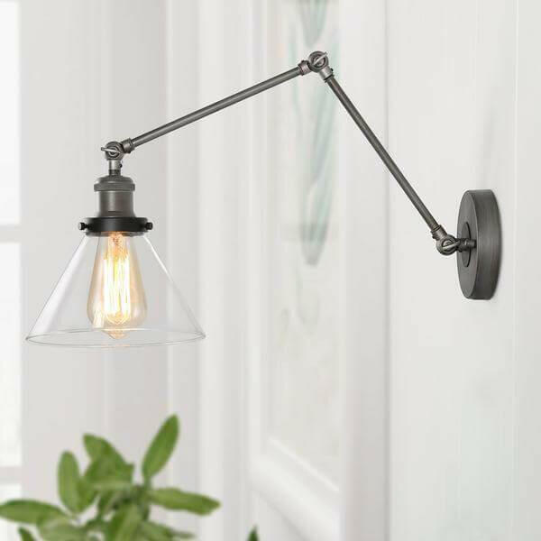 Jacqueline - Adjustable Bent Arm Glass Wall Lamp
