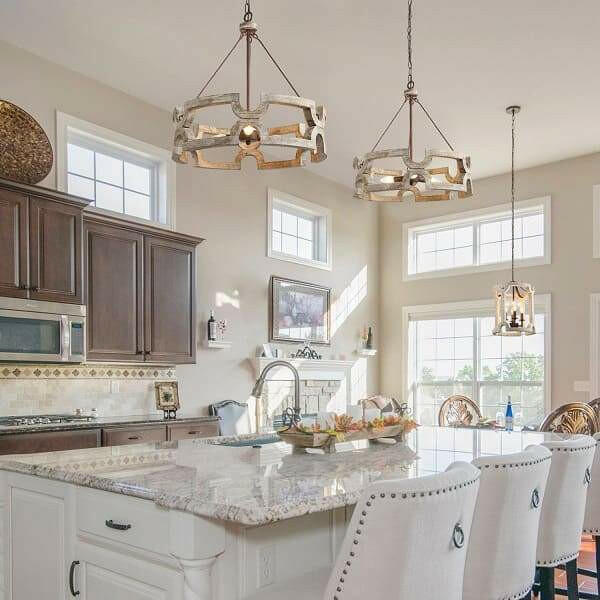 Jade - 3 Lights Farmhouse Wood Drum Candlestick