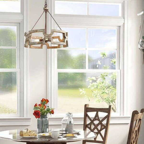 Jade - 3 Lights Farmhouse Wood Drum Candlestick