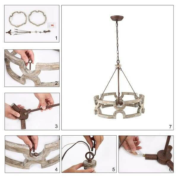 Jade - 3 Lights Farmhouse Wood Drum Candlestick