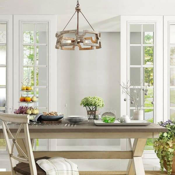 Jade - 3 Lights Farmhouse Wood Drum Candlestick