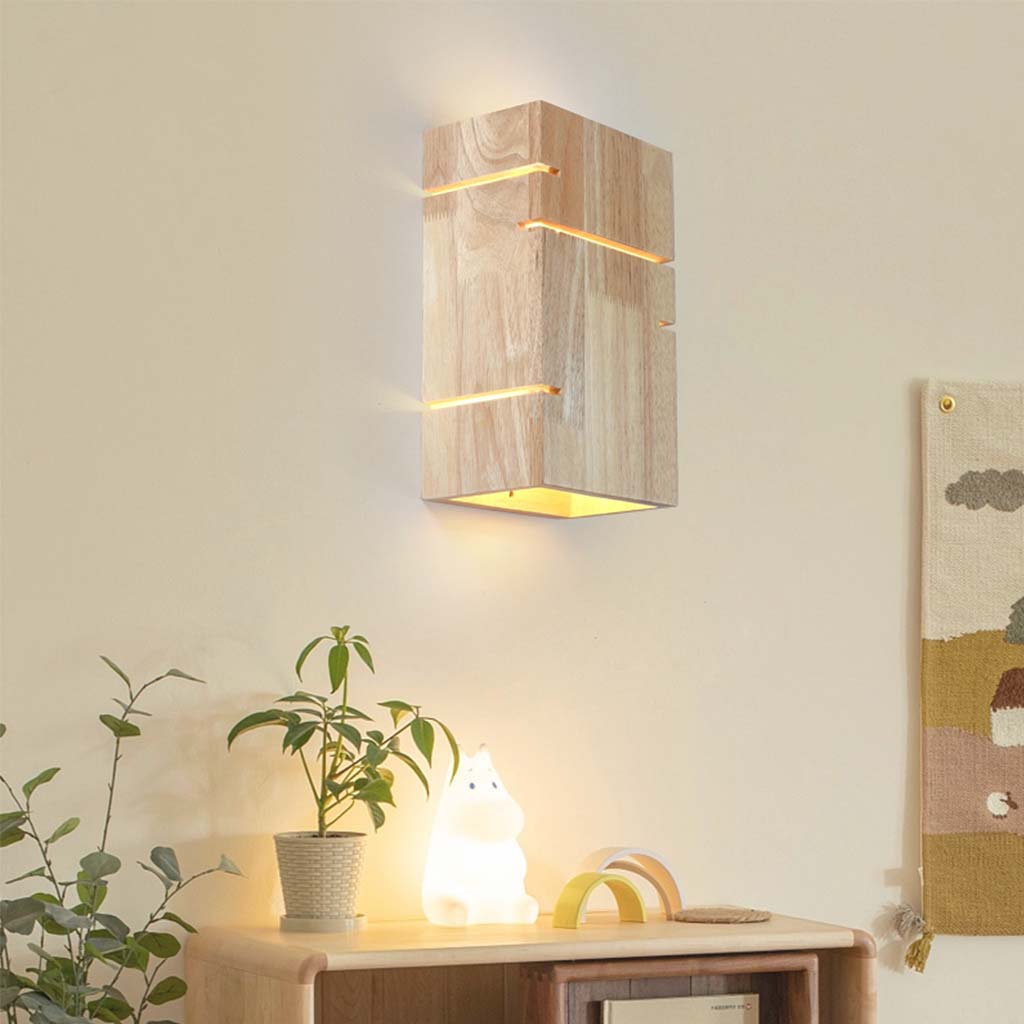 Wooden Wall Lamp Led Japandi Decor