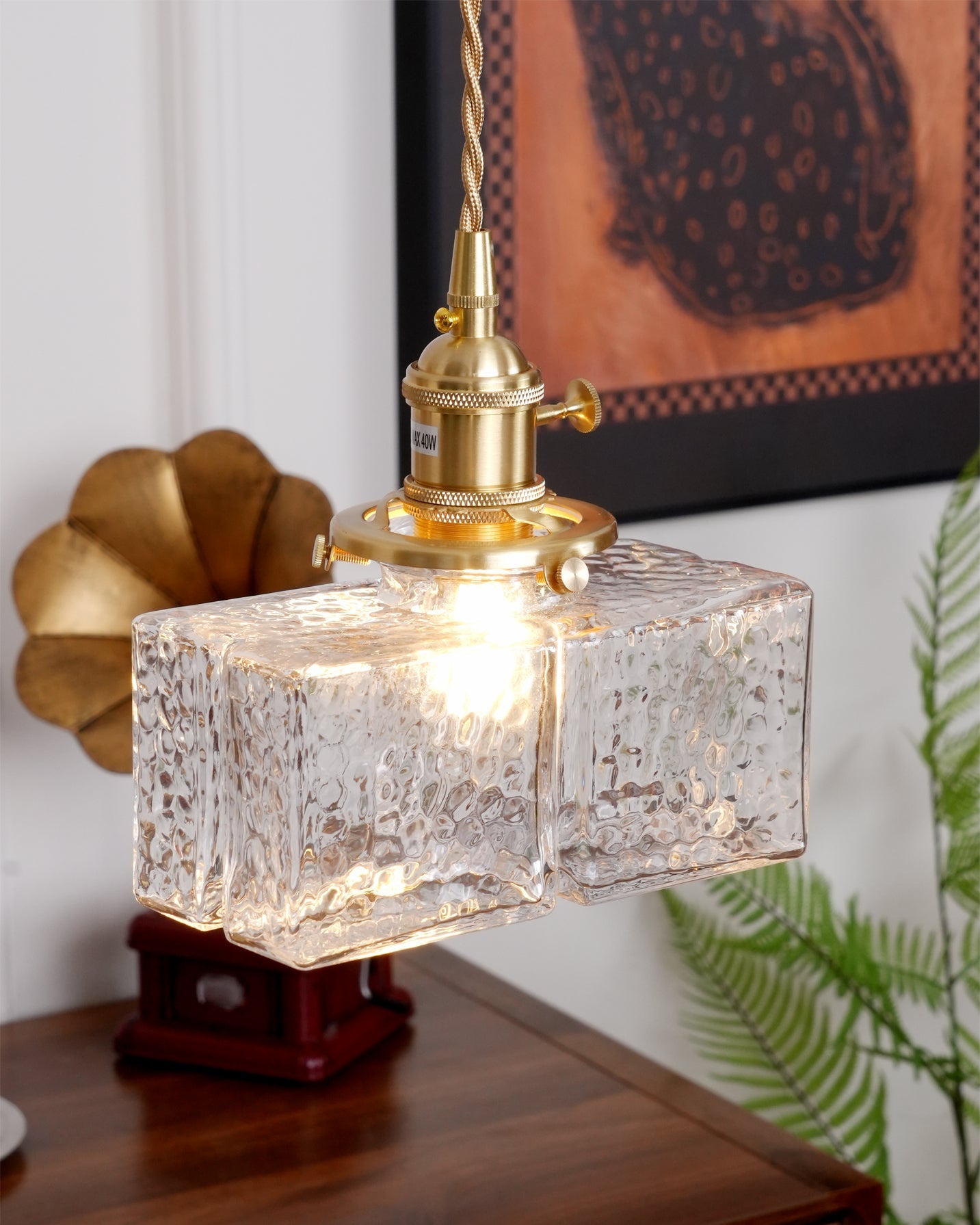 Jewel Glass Brass Pendant Light