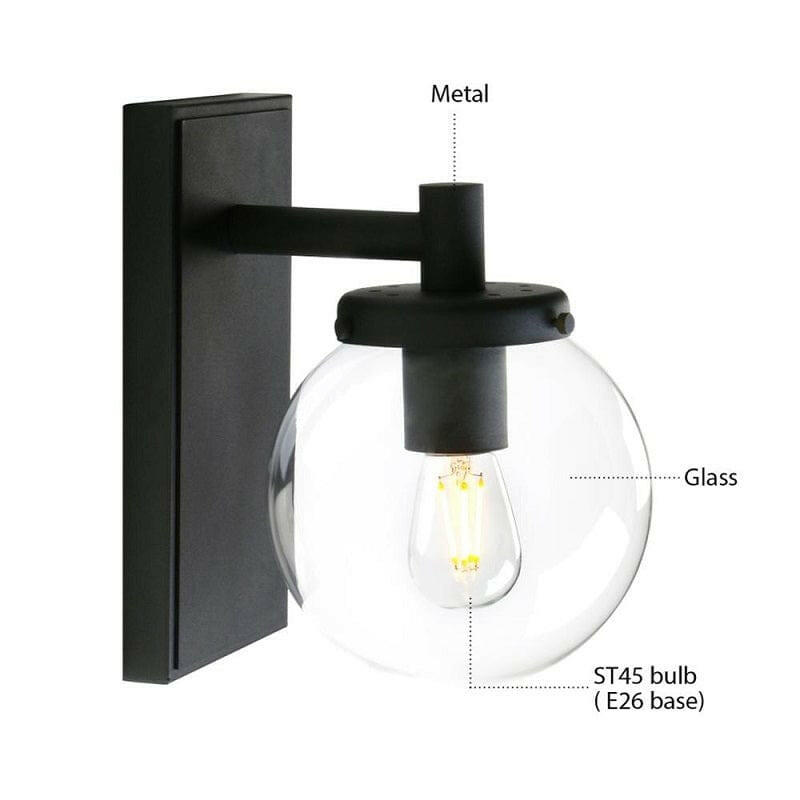 Knud - Industrial Wall Lamp with Glass Globe for Bathroom