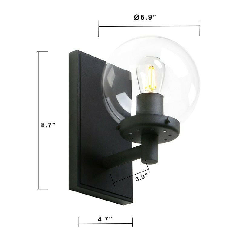 Knud - Industrial Wall Lamp with Glass Globe for Bathroom