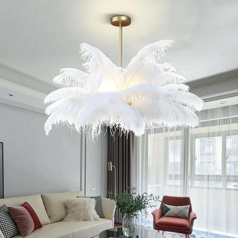 Kristian - Modern White Feather Chandelier