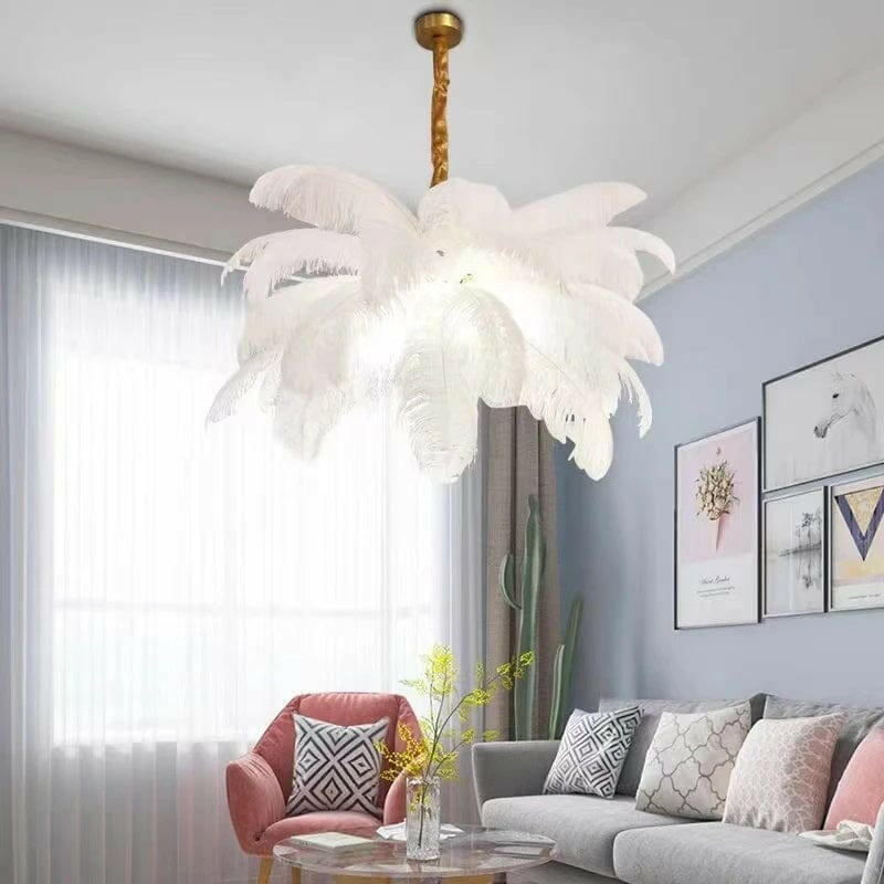 Kristian - Modern White Feather Chandelier