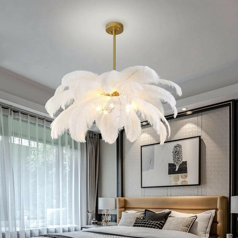 Kristian - Modern White Feather Chandelier