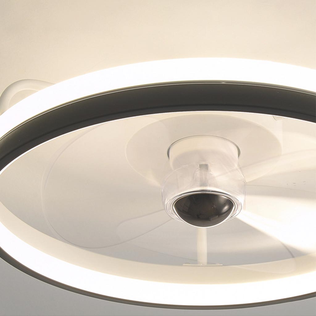 LED Ceiling Light with Fan Modern Full-Spectrum, Black & White