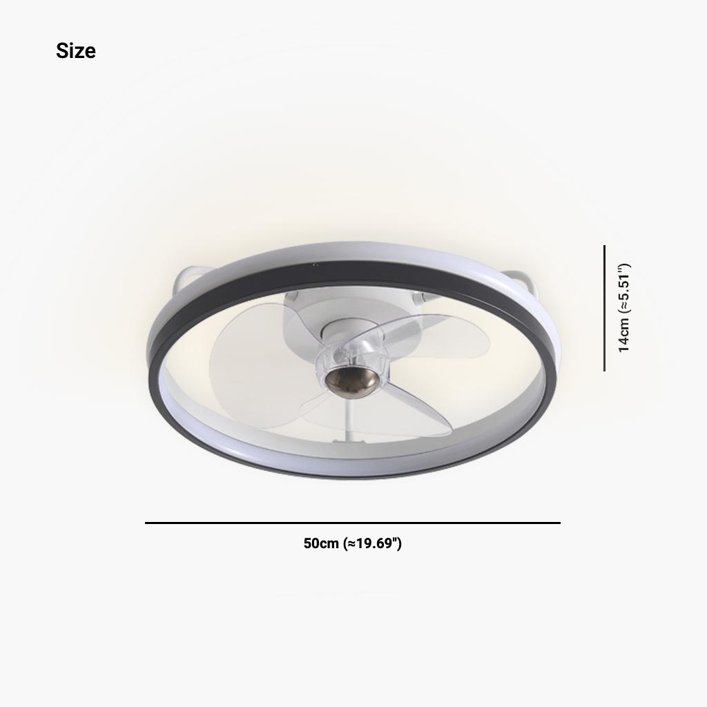 LED Ceiling Light with Fan Modern Full-Spectrum, Black & White