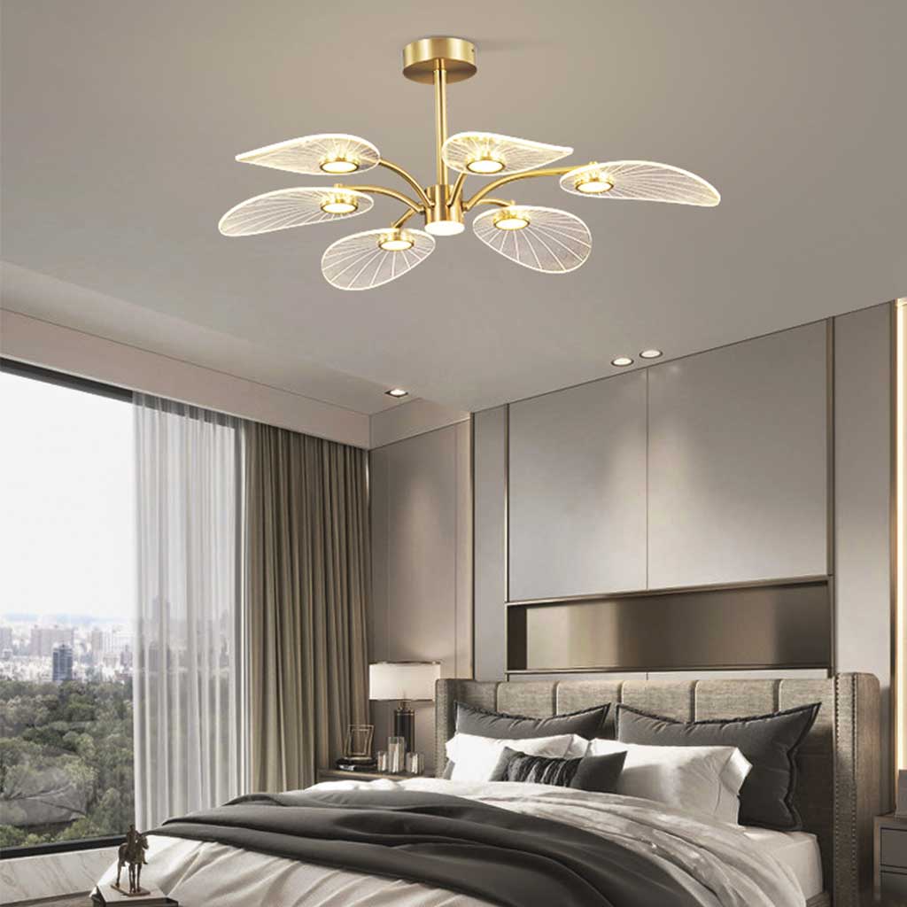 Chandelier Luxury Modern LED Lotus Flower Semi Flush Mount, Acrylic