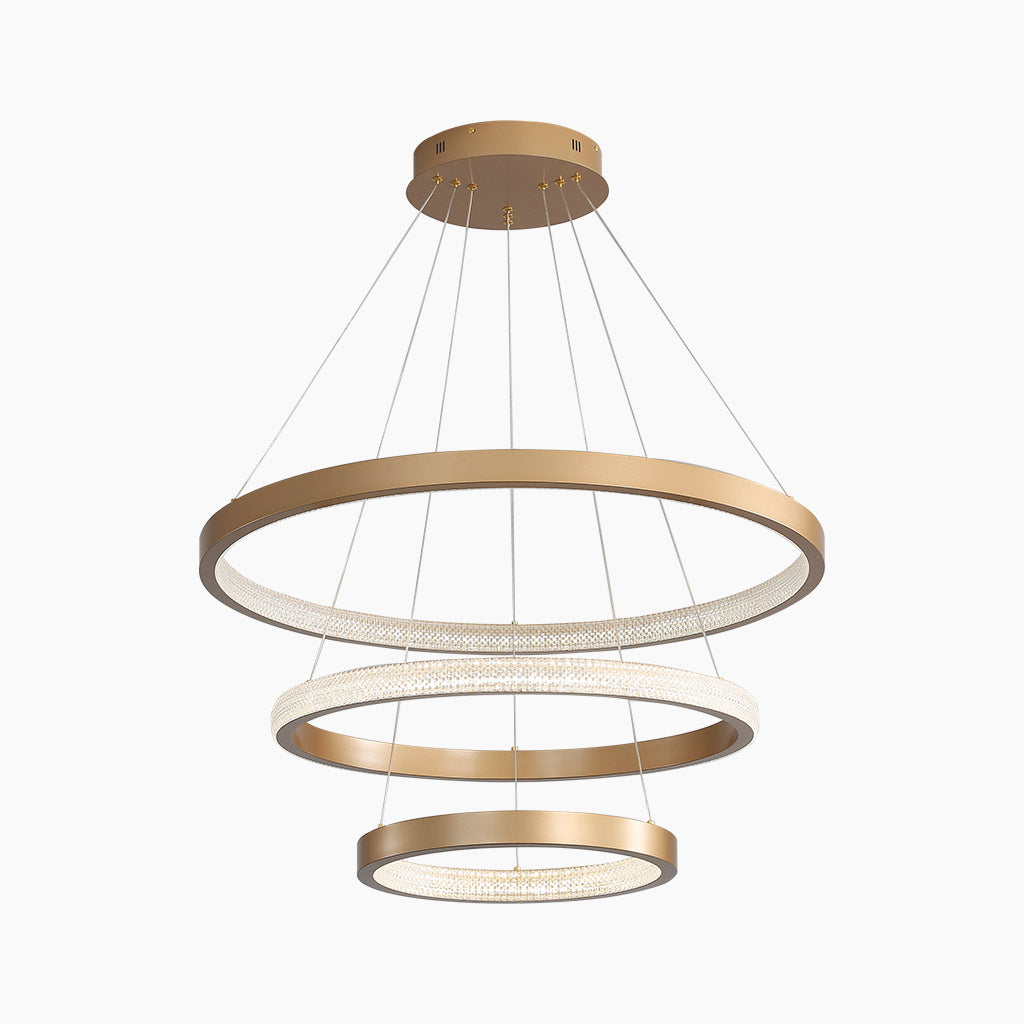 Chandelier Luxurious Halo Hanging Modern LED with Multiple Rings, Gold