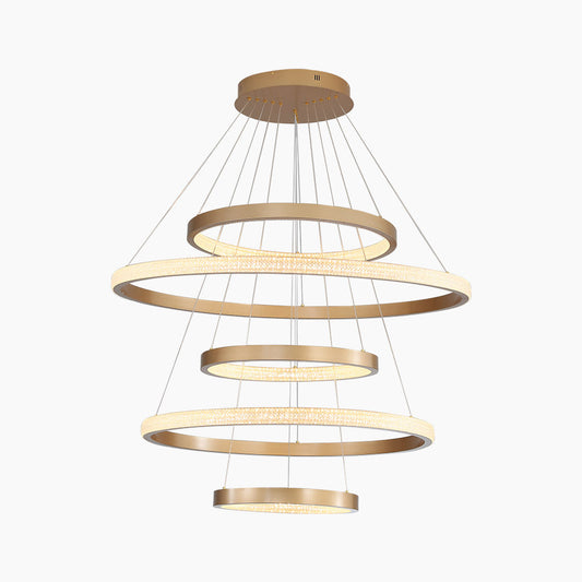 Chandelier Luxurious Halo Hanging Modern LED with Multiple Rings, Gold