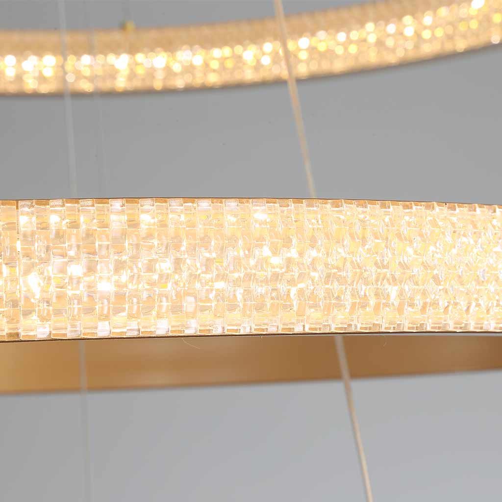 Chandelier Luxurious Halo Hanging Modern LED with Multiple Rings, Gold