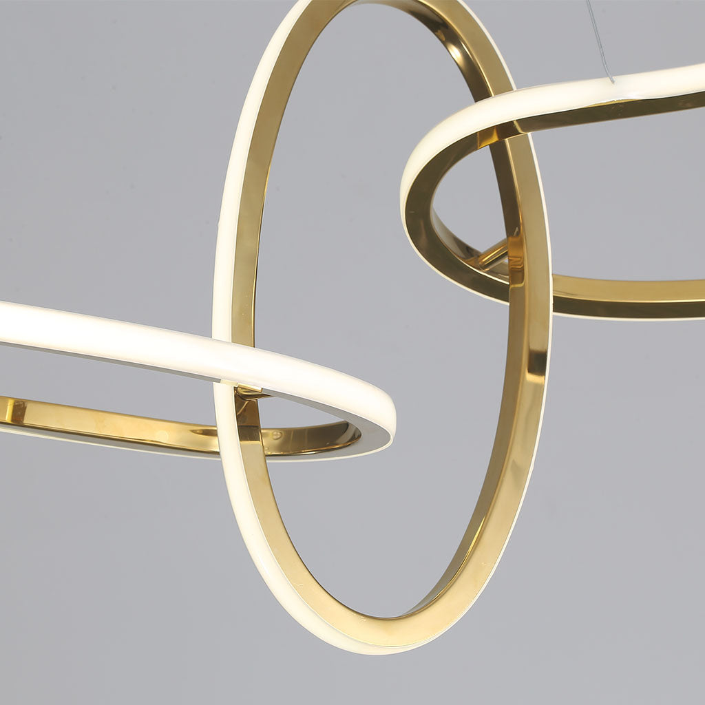 Chandelier LED Hanging Stainless Steel Luxury Oval Circle, Gold