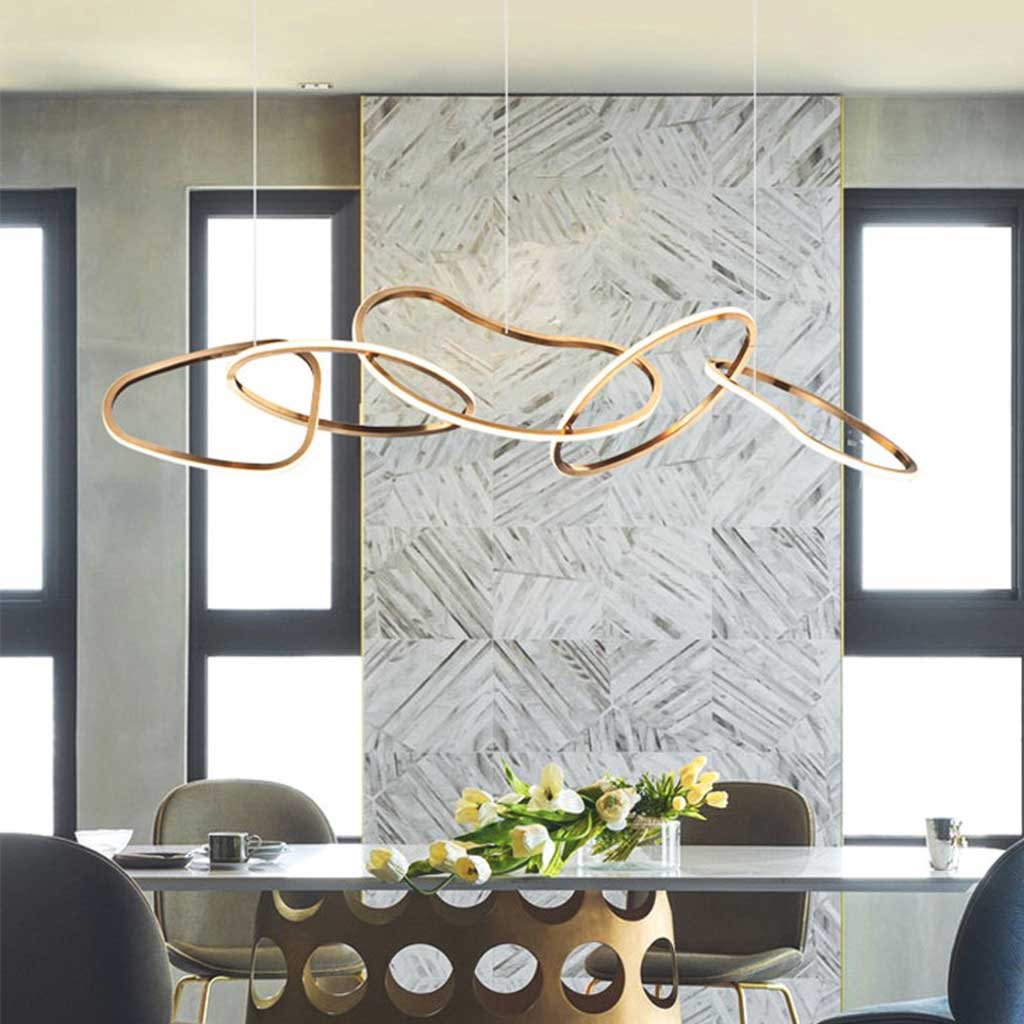 Chandelier LED Hanging Stainless Steel Luxury Oval Circle, Gold