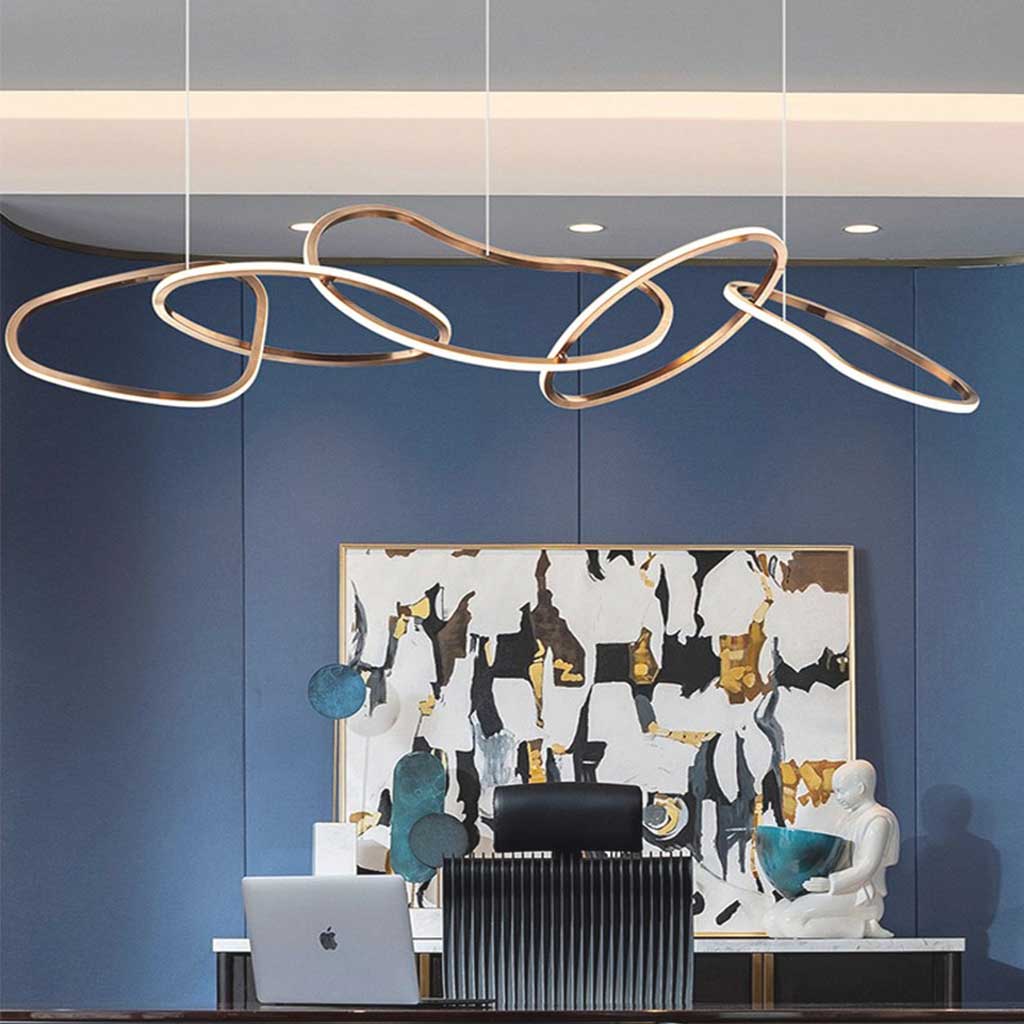 Chandelier LED Hanging Stainless Steel Luxury Oval Circle, Gold