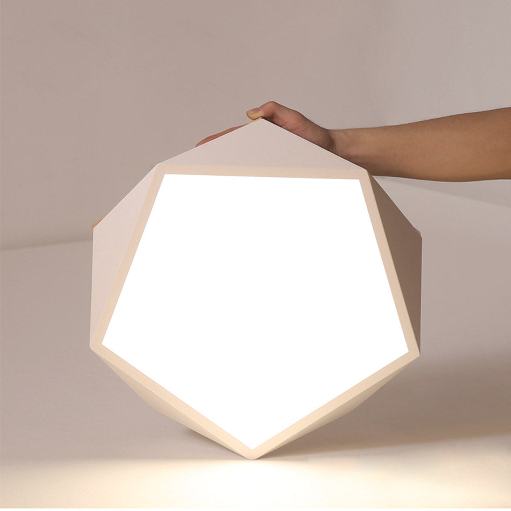 LED Ceiling Light Macaron Geometric Low Profile, Wood & Acrylic