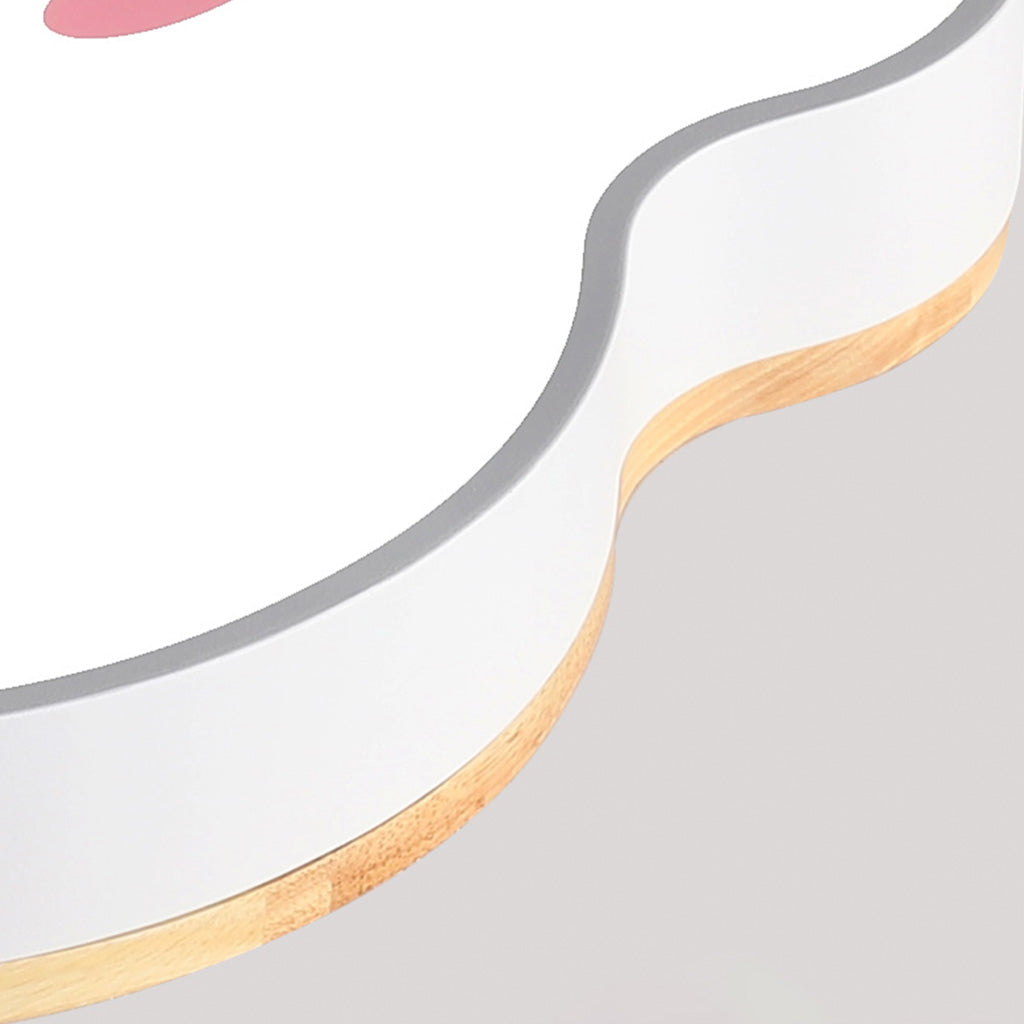 Flush Mount Ceiling Light Macaron Smile Cloud for Kids Girls Room, Wood Iron