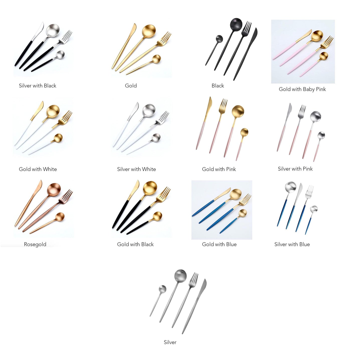 Metal Cutlery (4Pieces Set, 13 Colors) - Nordic Side - 