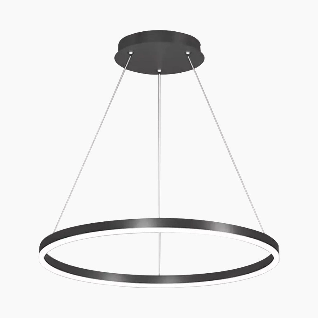 Chandelier LED Minimalist Black Hanging Loop Ring, Aluminum