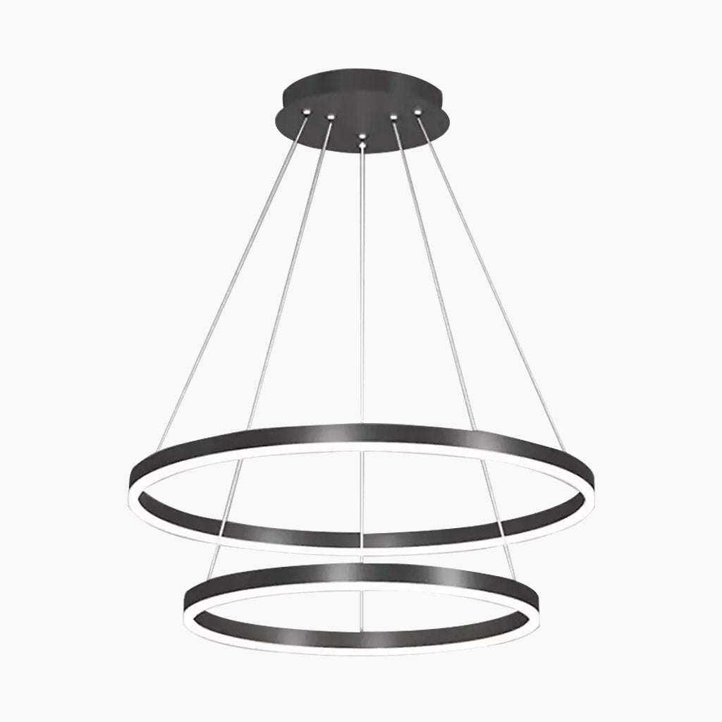 Chandelier LED Minimalist Black Hanging Loop Ring, Aluminum