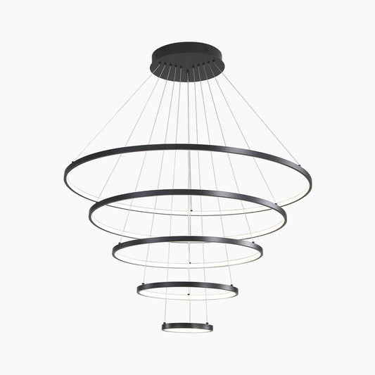Chandelier LED Minimalist Black Hanging Loop Ring, Aluminum