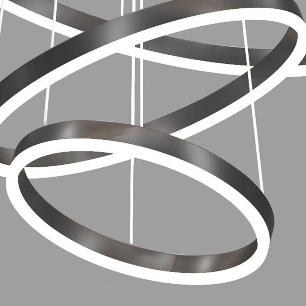 Chandelier LED Minimalist Black Hanging Loop Ring, Aluminum