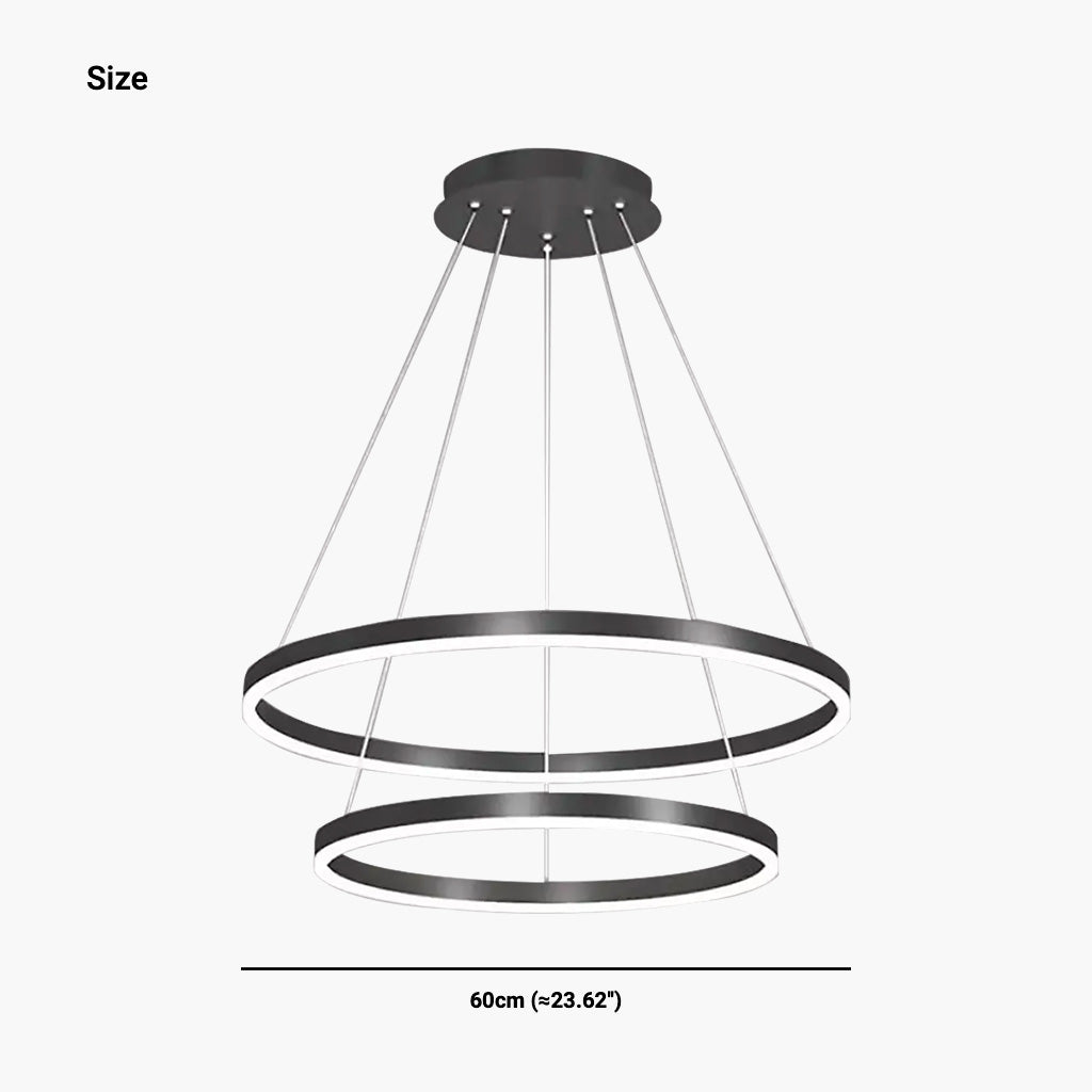 Chandelier LED Minimalist Black Hanging Loop Ring, Aluminum