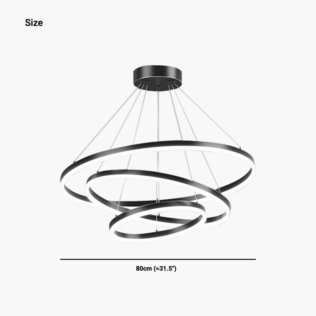 Chandelier LED Minimalist Black Hanging Loop Ring, Aluminum