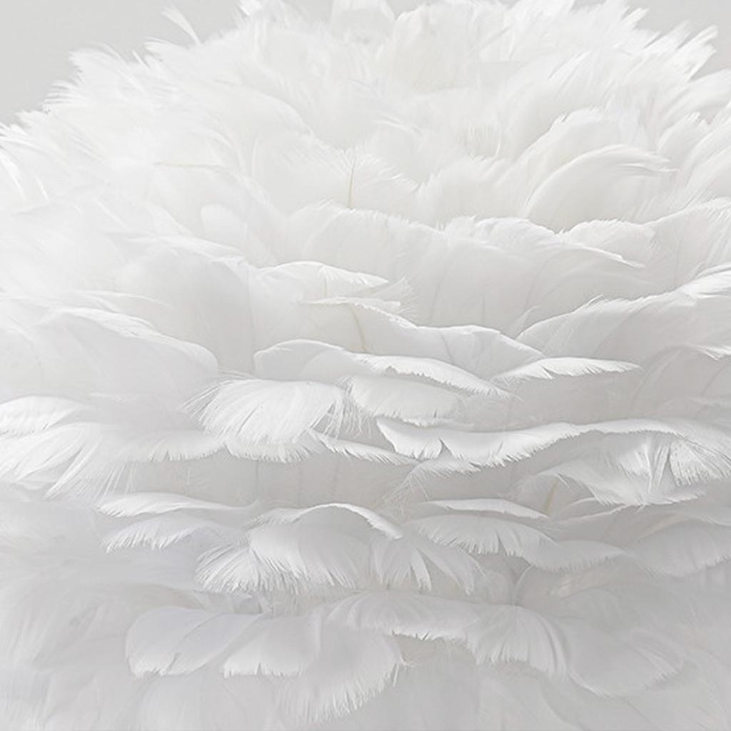 Feather Bedside Table Lamp Minimalist Bloom with Wood & Metal Body, White