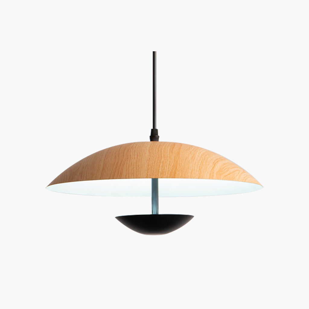 Pendant Light Minimalist Japanese Style Dish Shaped, Log & Black