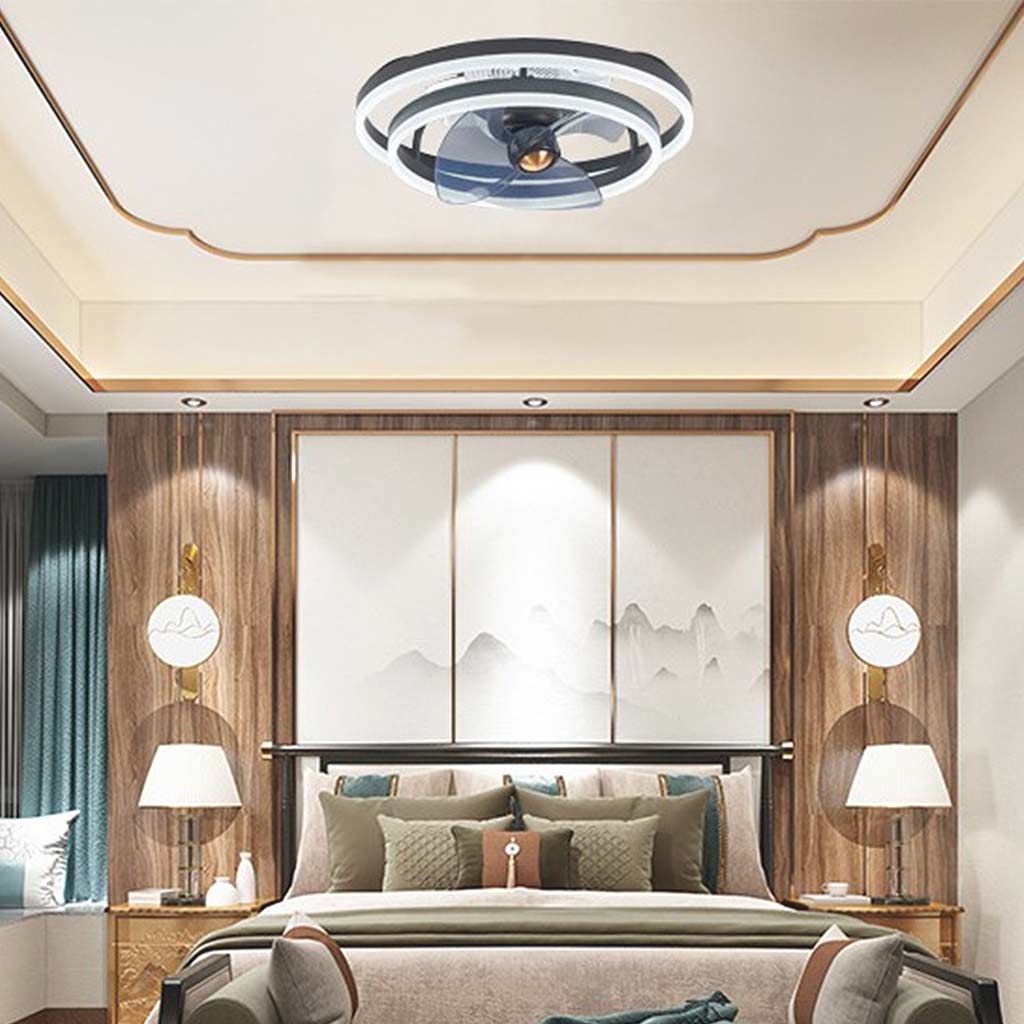 Fandelier Ceiling Fan with Light LED Minimalist Double Ring