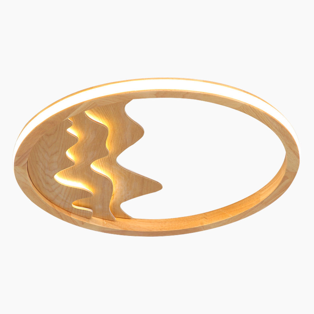 Modern Ceiling Light Minimalist Zen Style, Flush Mount/Wood