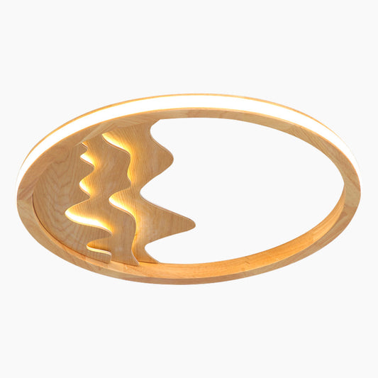 Modern Ceiling Light Minimalist Zen Style, Flush Mount/Wood