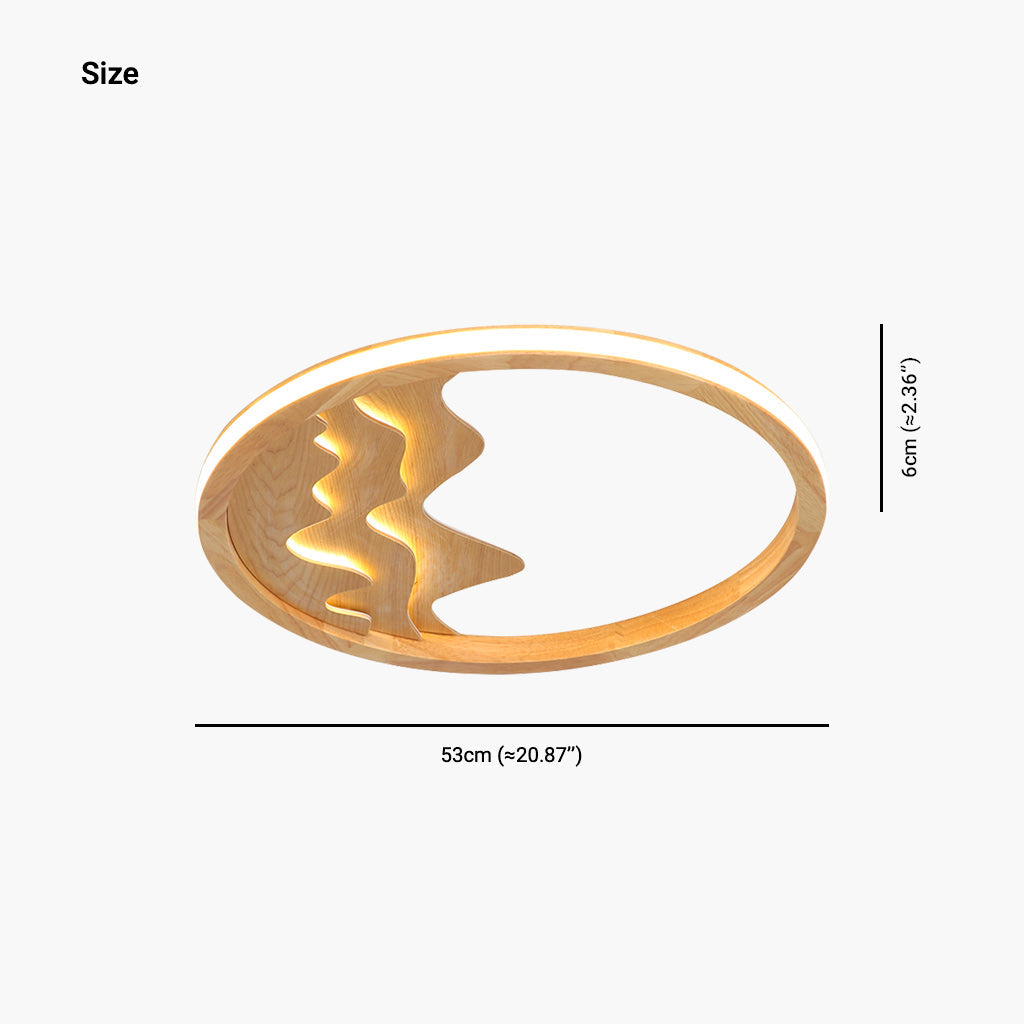 Modern Ceiling Light Minimalist Zen Style, Flush Mount/Wood