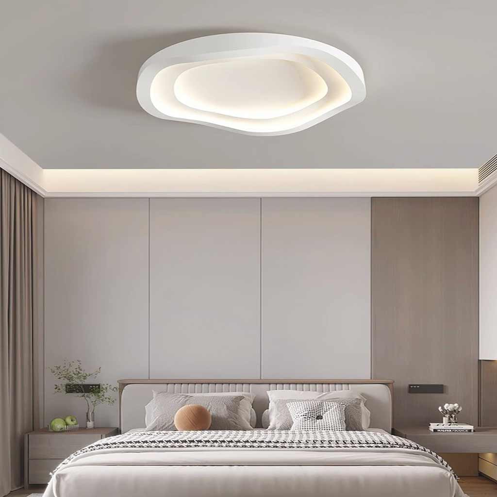 Flush Mount Ceiling Light Minimalist Wave LED Dimmable, White