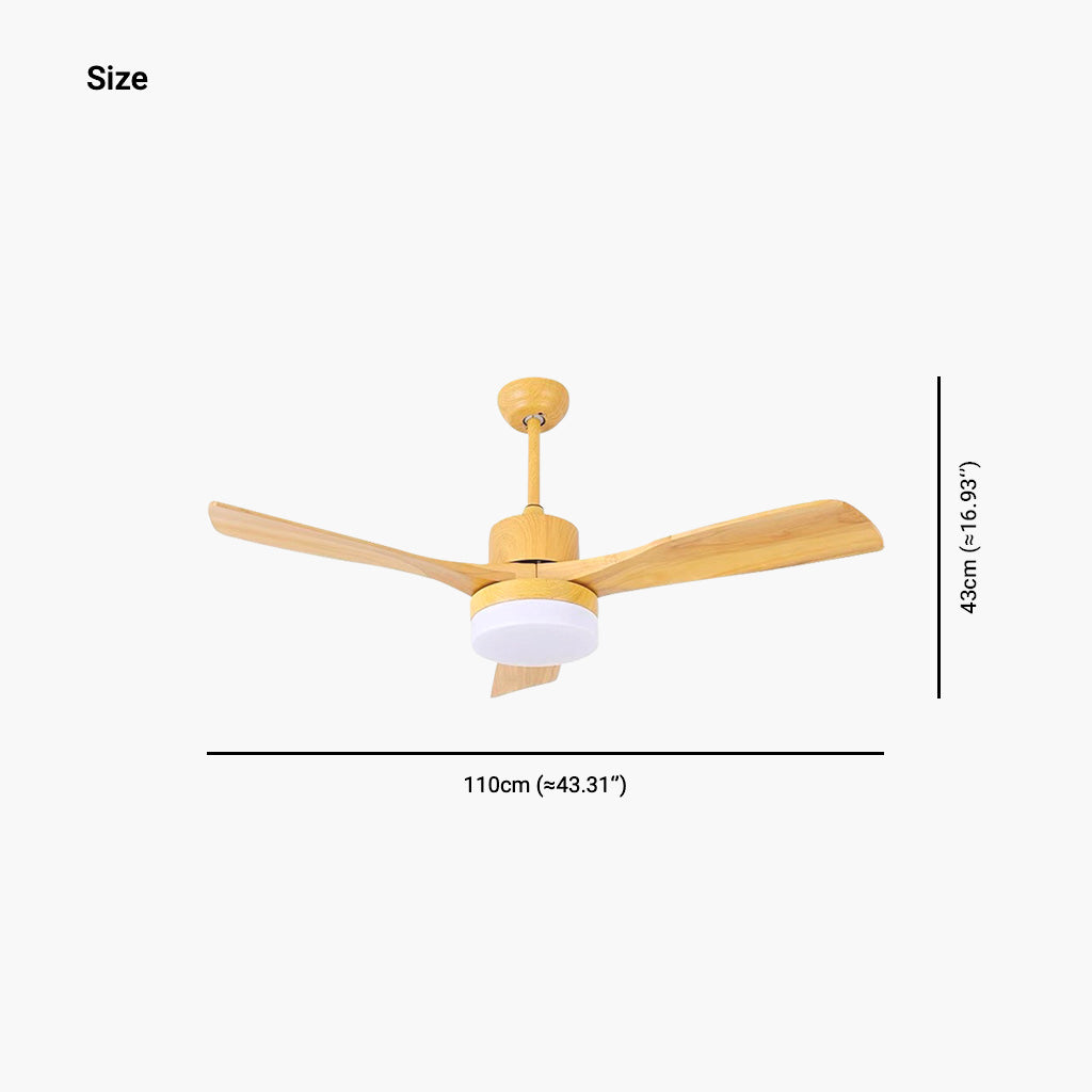 Ceiling Fan Chandelier with Light Minimalist Quiet, Wood Blade