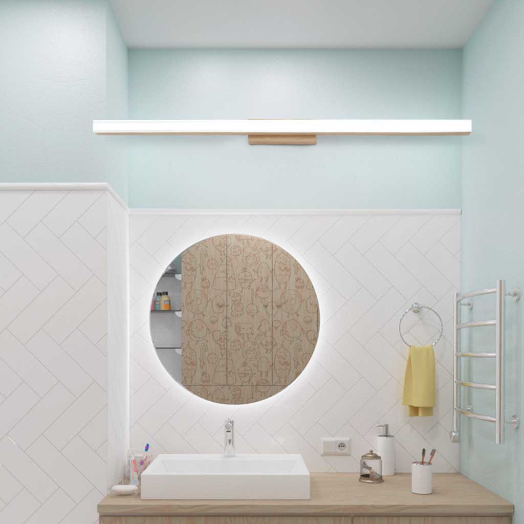Mirror Vanity Light Modern Nordic LED Linear, Wood
