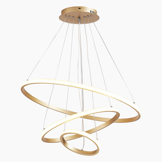 Chandelier Modern Gold 3 Ring Circular, Aluminum