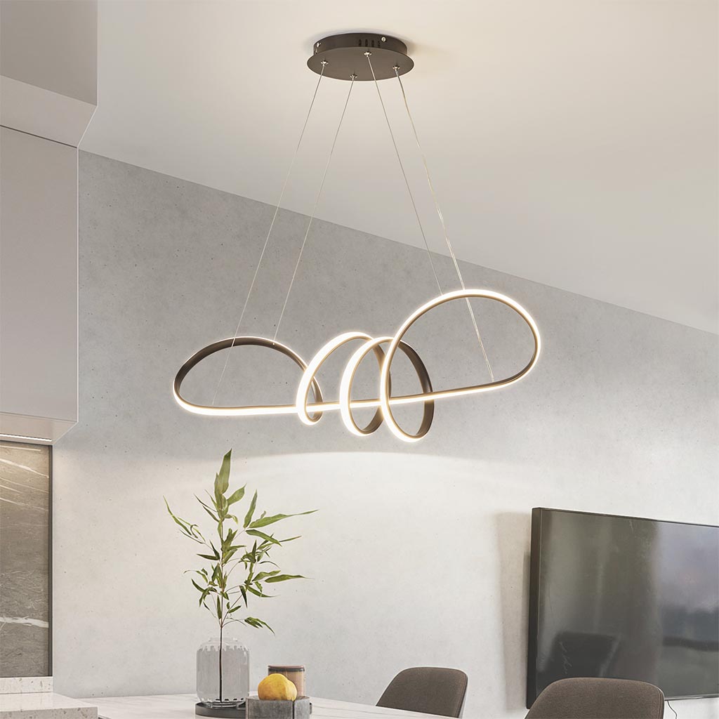 LED Chandelier Hanging Light Modern Artistic Curved, Aluminum
