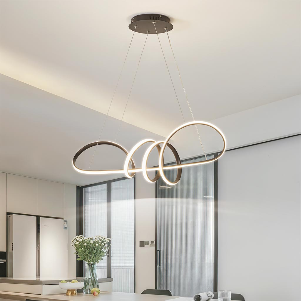 LED Chandelier Hanging Light Modern Artistic Curved, Aluminum