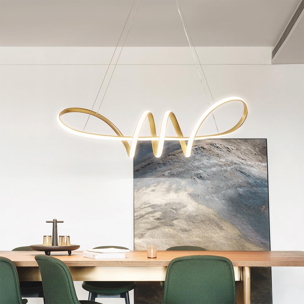 LED Chandelier Hanging Light Modern Artistic Curved, Aluminum