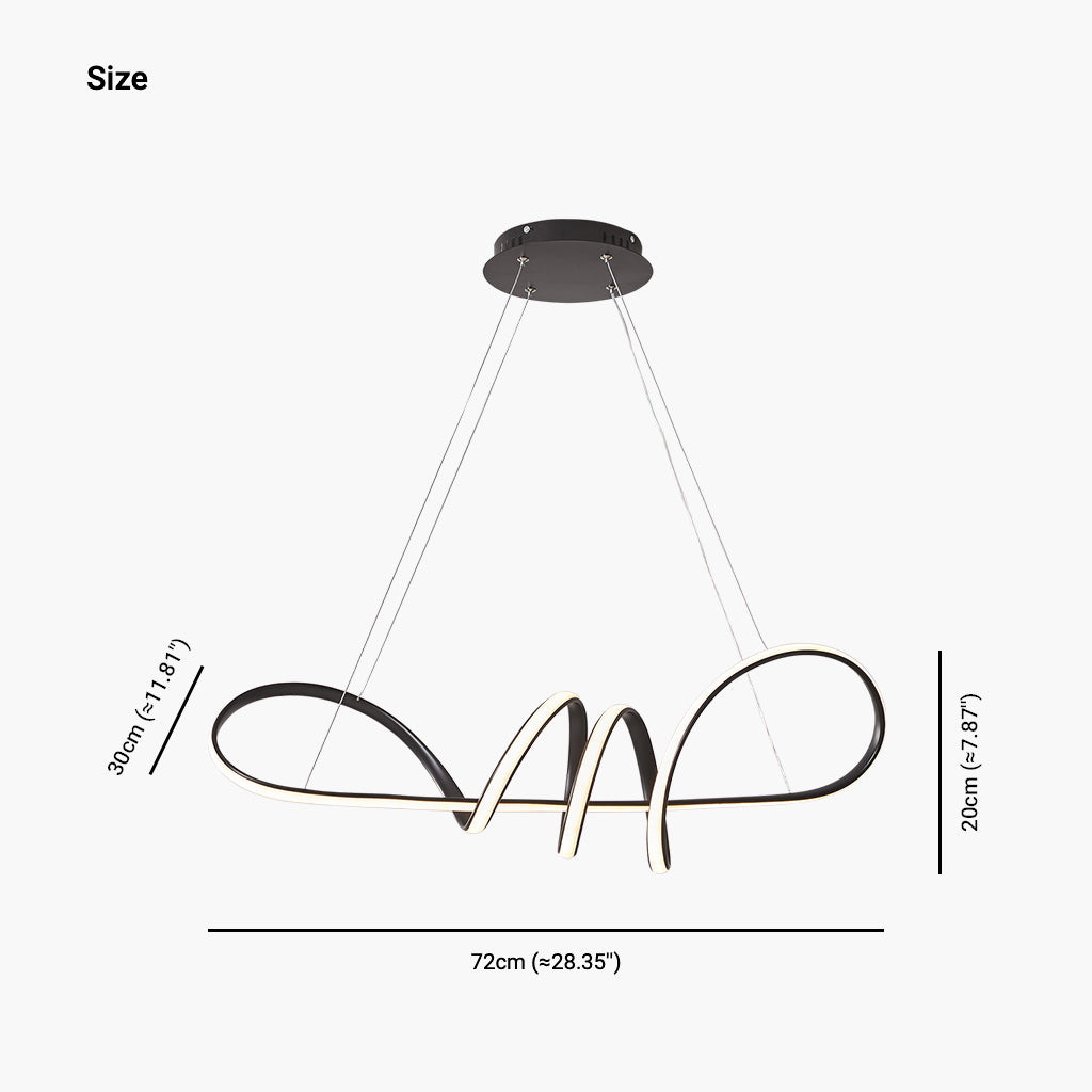 LED Chandelier Hanging Light Modern Artistic Curved, Aluminum