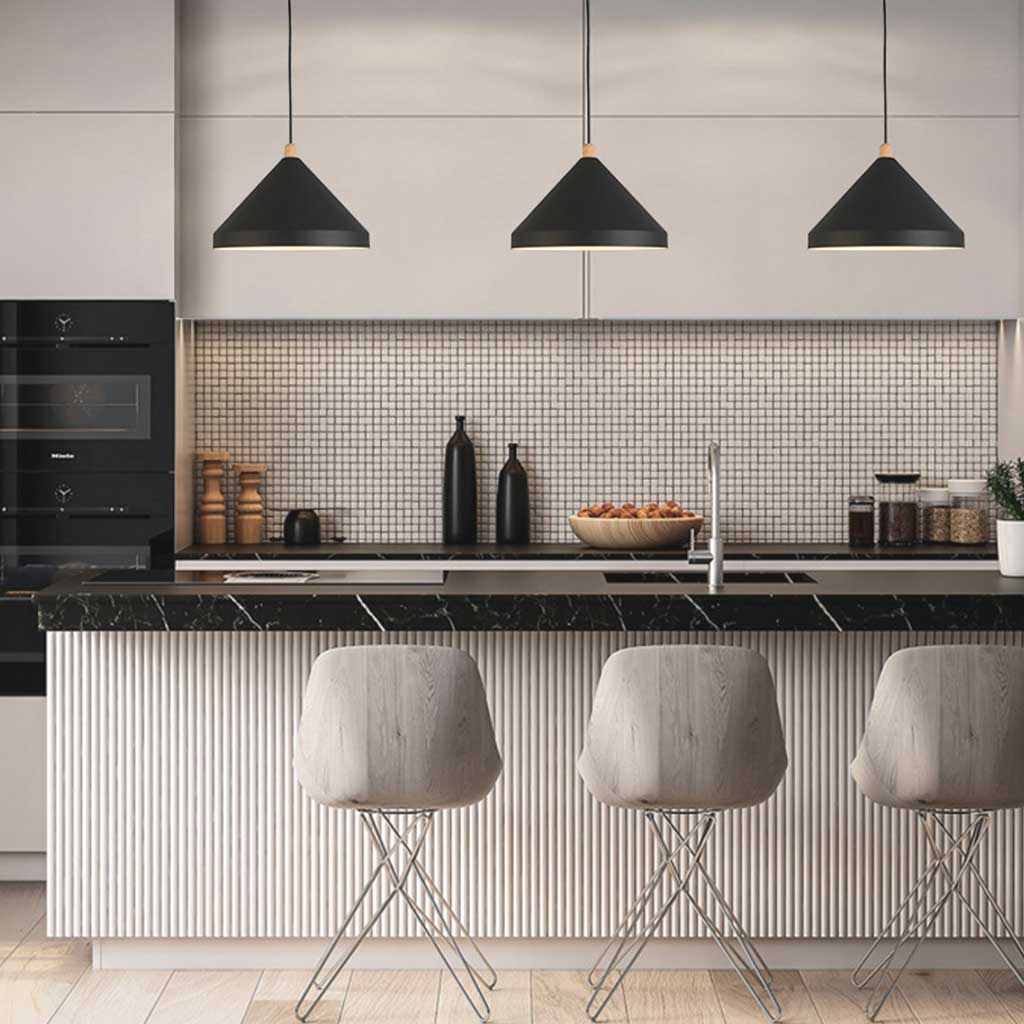 Pendant Light Cone String Modern for Dining Room/Restaurant, Black/White