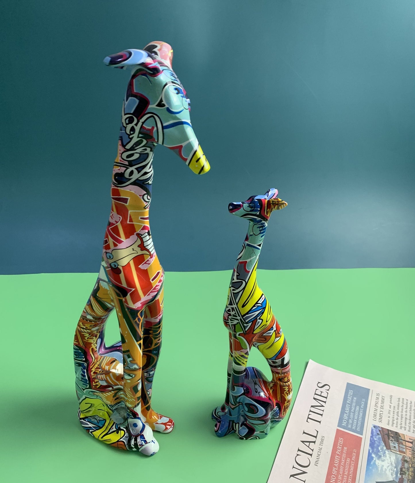 Painted Graffiti Doberman Dog Artisan Decor